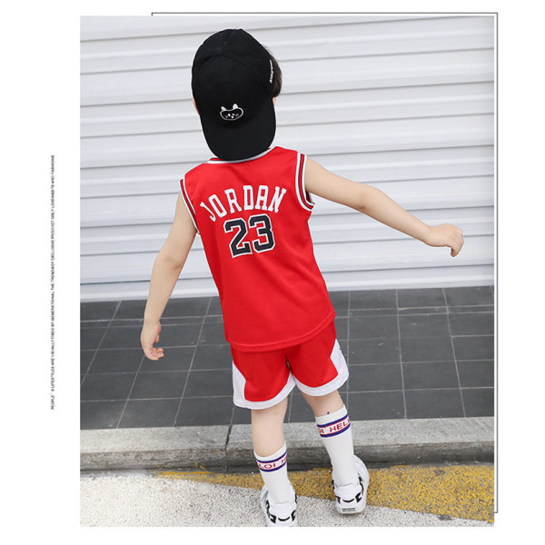 Barn Basketboll Jersey Set Spädbarn Pojkar Flickor Brev Väst + Sport Shorts Set Pojkar Sommar Kläder NO.23röd 130CM