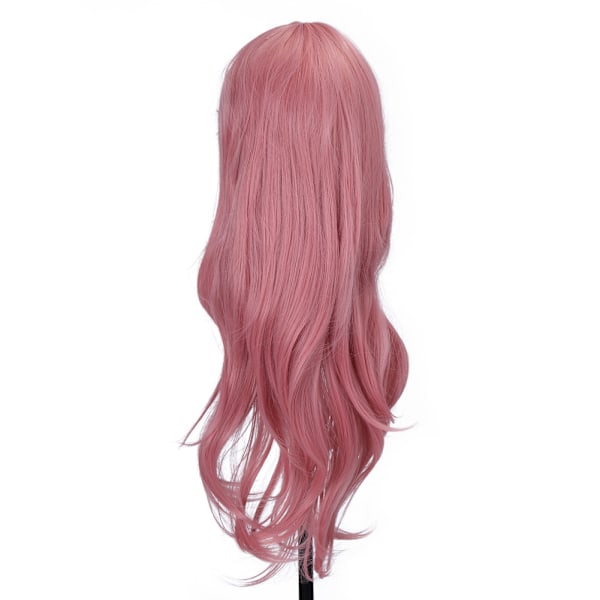80cm Nytt Mode Kvinnor Flickor Kostym Cosplay Fester Lång Lockig Peruk(Rökrosa)