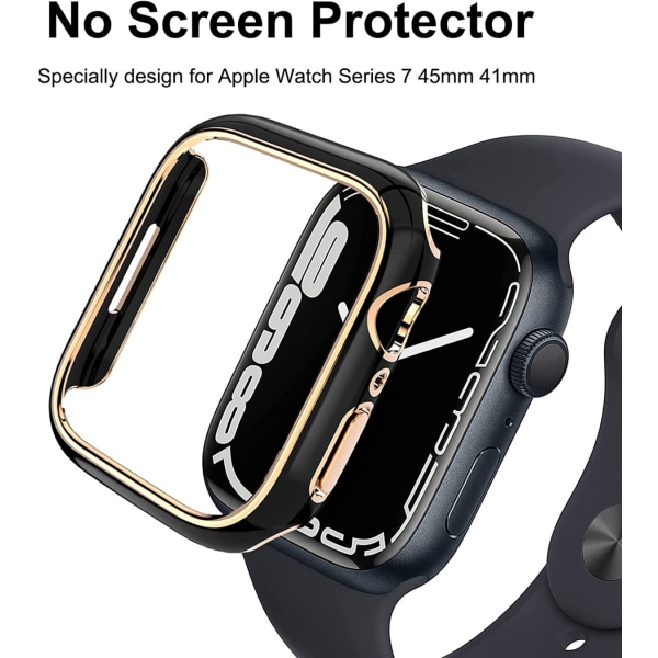 Til Apple Watch Series 7 45mm, Hard Plated PC Frame Case Slim All-Around Bumper Case til Apple Watch Series 7 Rose Gold Black