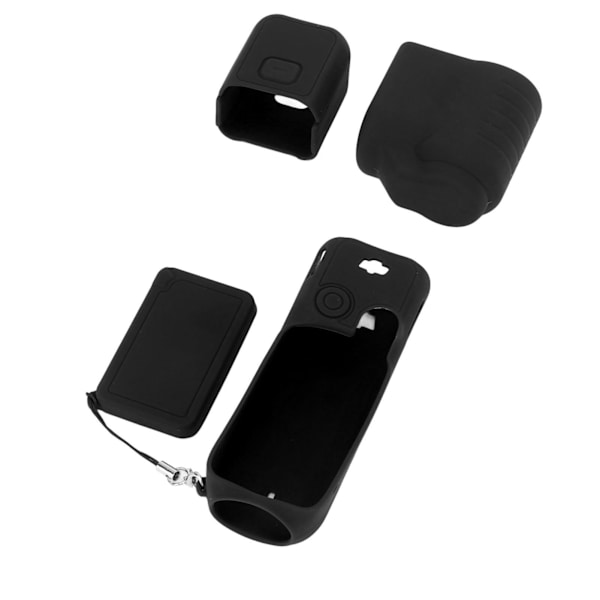4 i 1 skyddande fodral för Osmo Pocket 3 silikon skärmskydd linsskydd ärm actionkamera tillbehör set med snöre svart