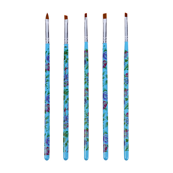 5 st/set 2 färger nagelborste UV-gelbyggare polver 3D målningsmanikyrdesignverktyg (blå)