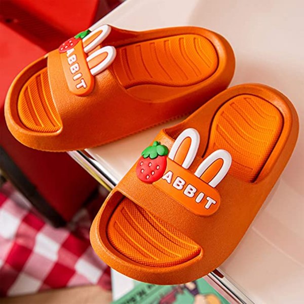 Små barns sommarsandaler halkfria pojke flicka glid lätta strandvattenskor dusch pooltofflor----Orange（26-27）