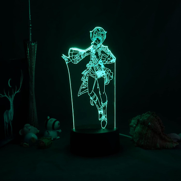 Genshin Impact 3D Illusion Natlampe - Spil Lys til Soveværelsesindretning LED Lys Atmosfære Sengebords Natlamper Børnegave Harakami Gyokyu