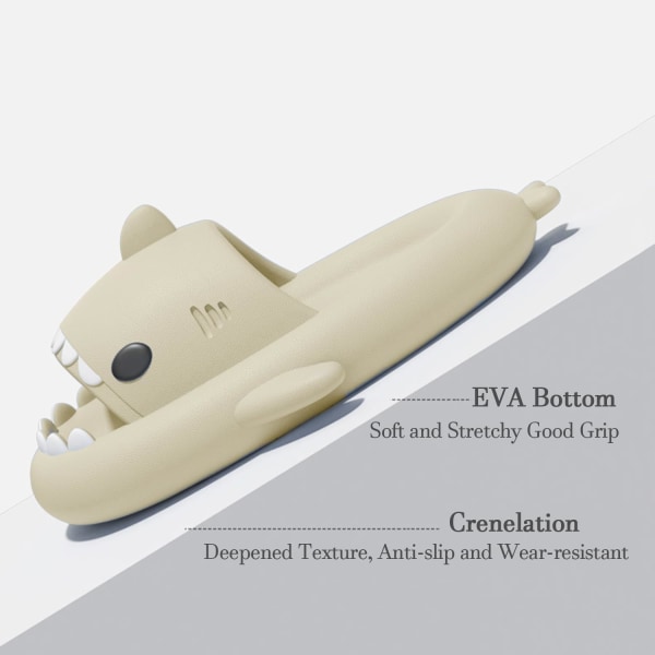 WJ Sjove Haj Sandaler til Bad Bruser Skridsikre Udendørs Par Sommersandaler til Mænd Kvinder beige (2-Beige) 25.5~27.5 cm