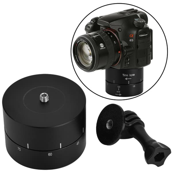 360° 120 minutter panorering roterende stativ Time Lapse stabilisator stativadapter til kameraer Gopro