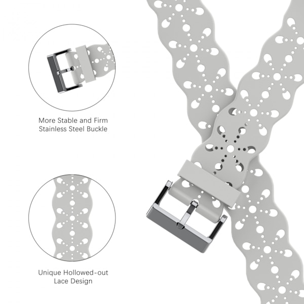 Apple iWatch 6/5/4/3/2/1 Generation SE ihålig spets solid silikonrem --- Vit（42/44/45MM）