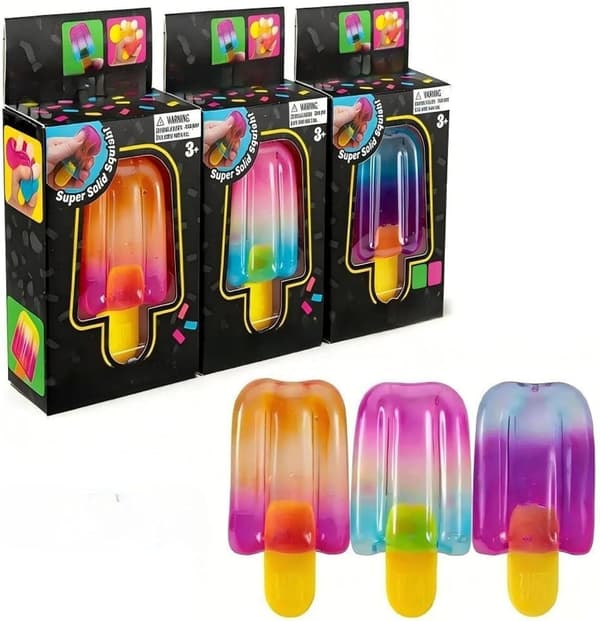 3 STK Ispind Sensorisk Klemmelegetøj, Ispindeform Stressaflastende Fidget, Super Blød Langsomt Stigende Gelfyldt Squishy – Strækbar, Tilfredsstillende