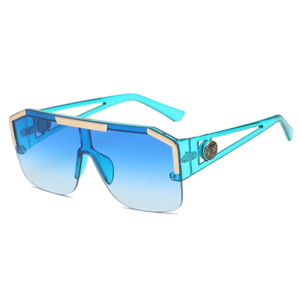 Square Flat Top Shield Sunglasses One Piece Frameless Stylish Women Men