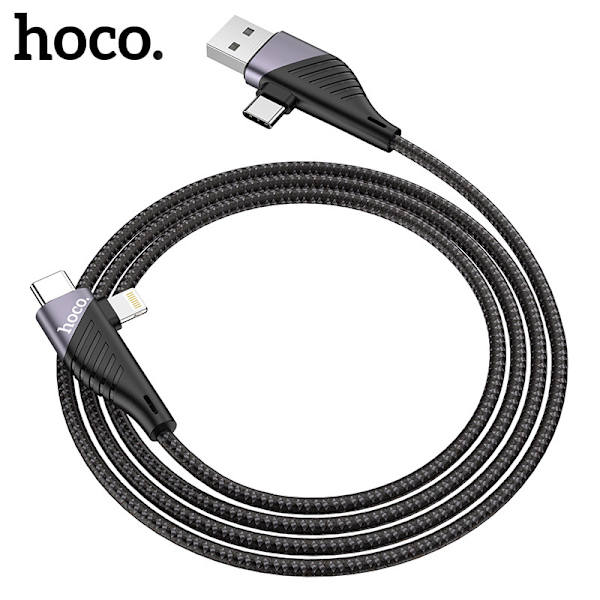 hoco. U95 fire-i-ett ny PD hurtiglading 20W datakabel nylon flettet aluminiumlegering hurtiglading kabel