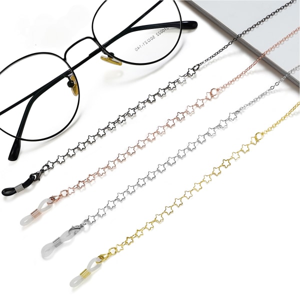 4st fashionabla enkla glasögonsladd Stjärnlegering Anti-halkband Rep Glasögon Kedjedekoration, Glasögonsnöre, Glasögonkedja