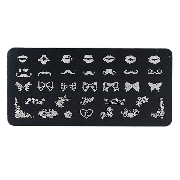 Rustfrit stål rektangel neglekunst stempelplade DIY manicure trykbilledskabel 11#