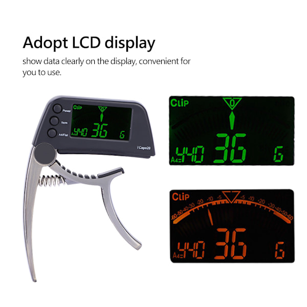 Meideal 2 i 1 TCapo20 Capo Tuner med LCD för gitarrbas (kopparfärg)