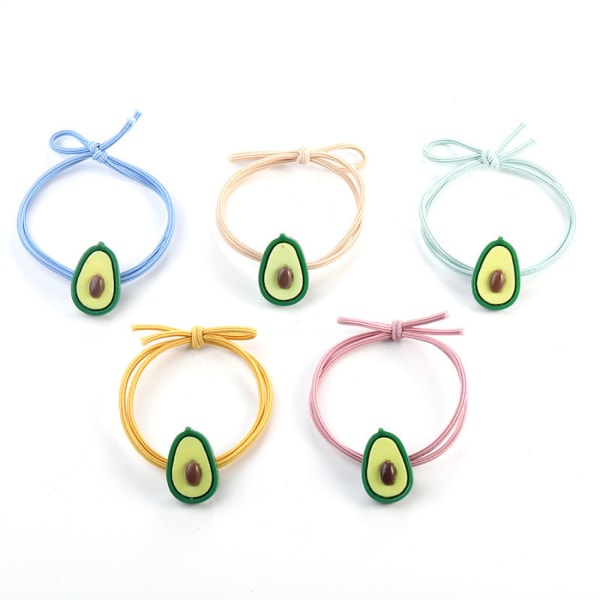 12 stk. hårelastikker i gummi med høj elasticitet - søde hårelastikker i avocado-gul