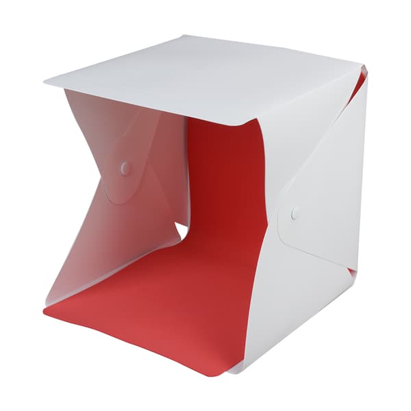 Sammenfoldelig Fotografi Mini Studio Boks Dobbelt LED Lystelt Sæt med 6 Farve Baggrunde 24*24cm