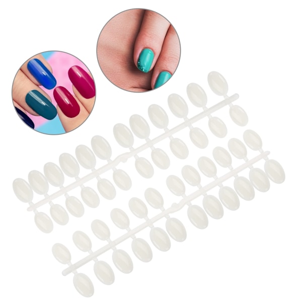 48 Tips Platt-Back Manikyr Polish Gel Färg Display Praktik Verktyg Krämig Vit Stor Storlek