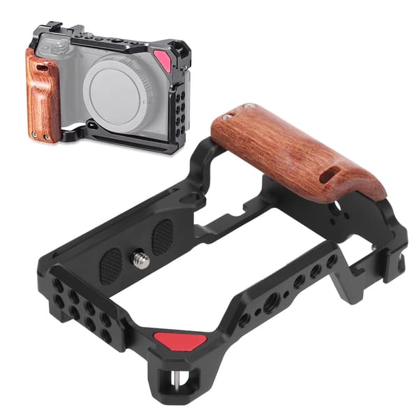 UURig C‑A6400 Aluminiumlegering Træ Spejlløst Kamera Video Bur Tilbehør til Sony A6400 Sort