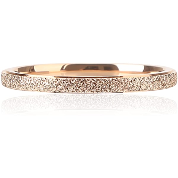 Ringe til kvinder Frosted rustfrit stål Kvinders statement ringe 2mm ----Rose Gold （ Størrelse  6 ）