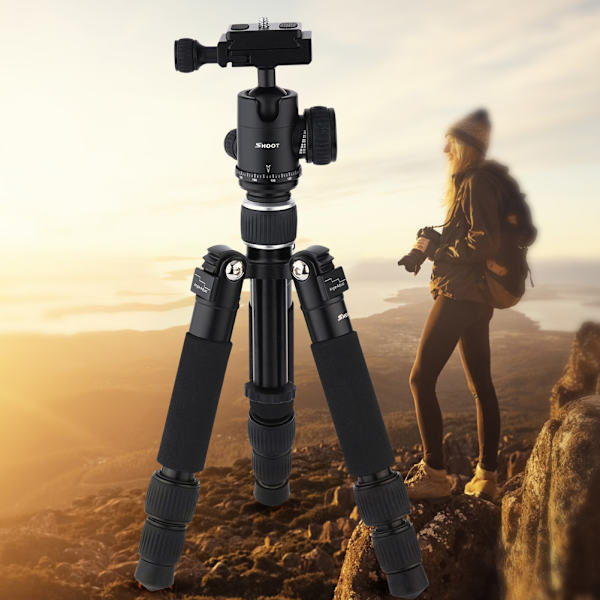 SHOOT 3 Sektioner Fällbar Teleskopstativ 1/4\" Kameramonteringsskruv för DSLR
