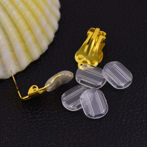 100 st Clear Comfort Pads Örhängekudde för Clip on Earrings,0.31IN*0.39INTransparent osynlig öronklämma oval halkfri kudde