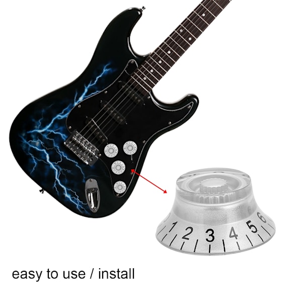 4 stk Speed Tone Volumkontroll Knapper for Elektrisk Gitar Sølv