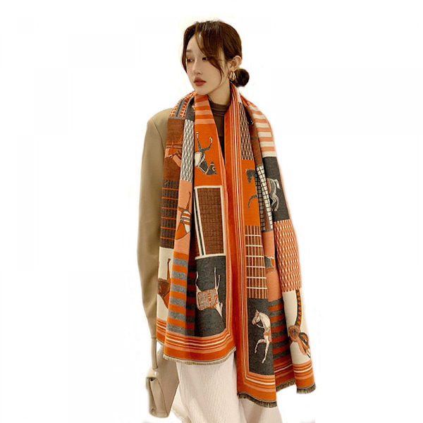Tørklæder til kvinder Pashmina Silky Shawl Wrap til aftenkjole Tæppe Åben front Poncho Cape（Orange）