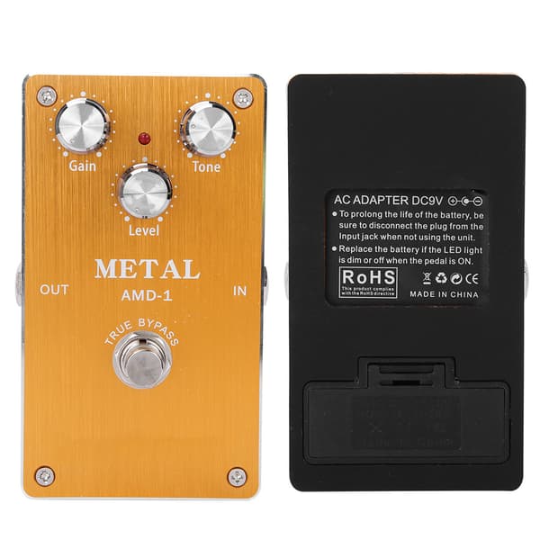 Metall Distortion Elektrisk Gitarr Effekt Pedal True Bypass Full Metal Skal