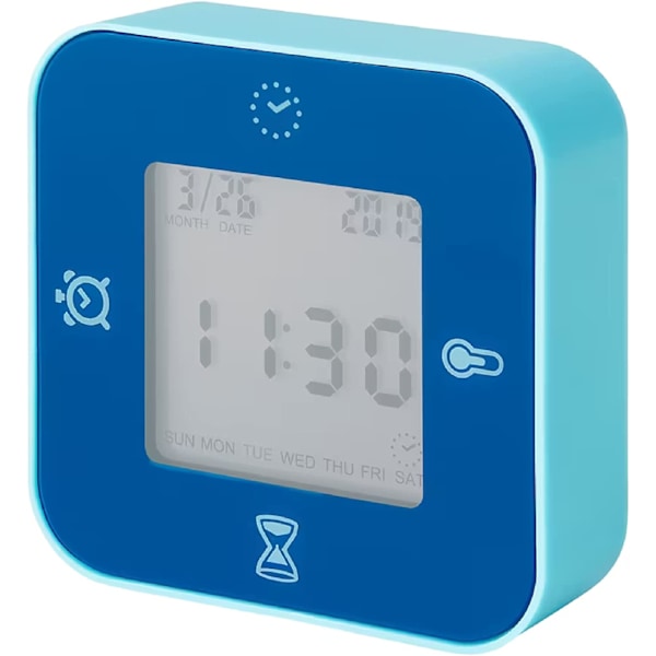 Klocka/Termometer/Alarm/Timer, 4 Funktioner Skrivbordsklocka (Blå)