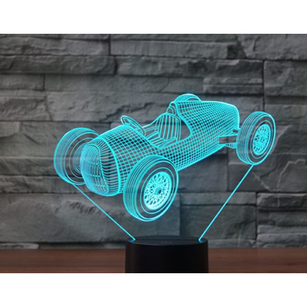 WJ 3D Bil Race Fjärrkontroll 16 Färger Nattljus Illusion Akryl LED Bordsängslampa Barn Sovrum Skrivbordsdekor Födelsedagspresenter Leksak