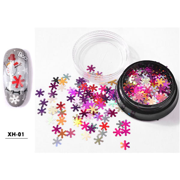 Glitter Snöform Blandningsfärg Dekoration DIY Paljetter Nagelkonst Dekaler 01#