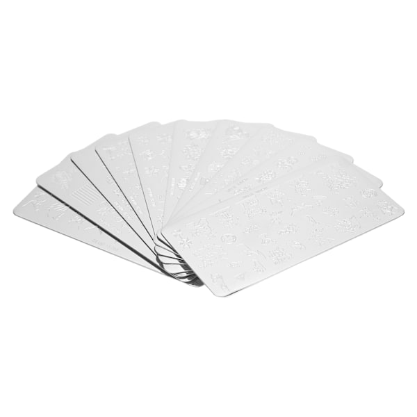 10 stk Negle Stempling Plater Salong DIY Rustfritt Stål Bærbar Neglekunst Bilde Stempling Mønstre Sett