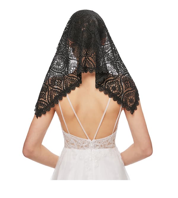 Kapellslør Blomster Latinsk Messe Hodeplagg Blonder Skjerf Slør for Mantilla Kirke