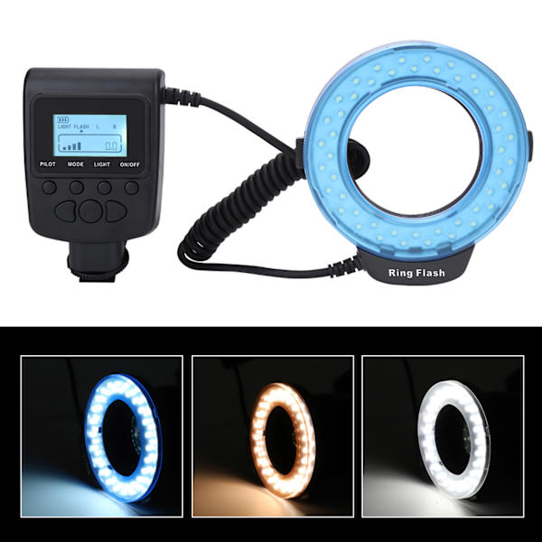 Bärbar 48 LED-ringblixtlinsadapterringssats för Canon för Nikon för Fuji SLR-kamera