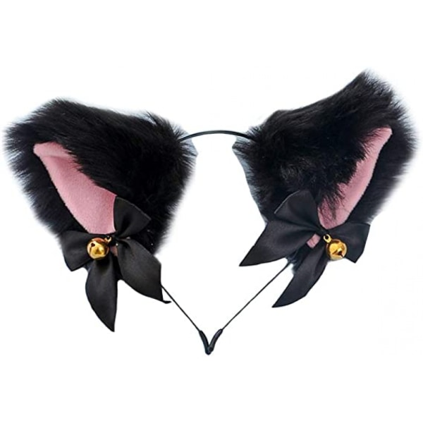 Cute Soft Adjustable Premium Cat Ears Headwear Accessory with Bells Bows for Party,Halloween, Halloween, Christmas,