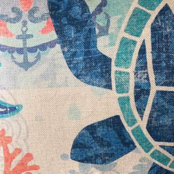 Meriteemallinen Neliönmuotoinen Tyynynpäällinen Välimeren Tyylissä Dekoratiivinen Puuvillapellava Heittotyyny Rannikon Tyynynpäällinen Sarja 18 X 18 Tuumaa Tyynynpäällisiä, 4 Pakkausta Merellinen