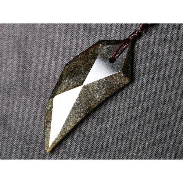Halsband med vargtandspendel i guld obsidian för män och kvinnor