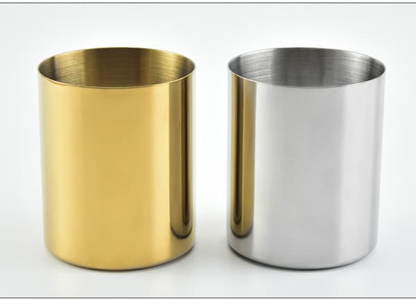 Blyantholder/kopp til skrivebord, rustfritt stål pennkopp/holder, blyant, sminkebørsteholder