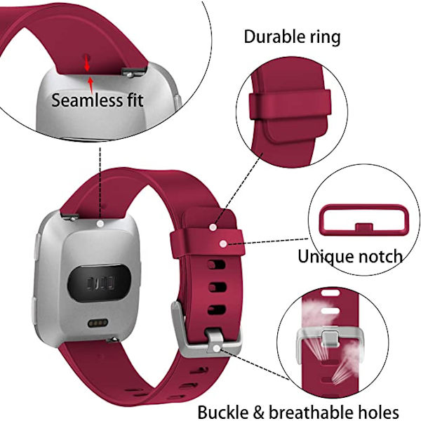 Älykellon ranneke sopii Fitbit versa älykellolle, versa 2 ja versa Lite se -kelloille naisille ja miehille (Punainen-S)