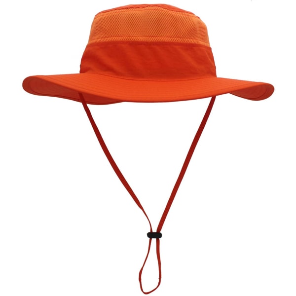 AVEKI Men's Sun Hat UPF 50+ Wide Brim Bucket Hat Windproof Fishing Hats, Orange