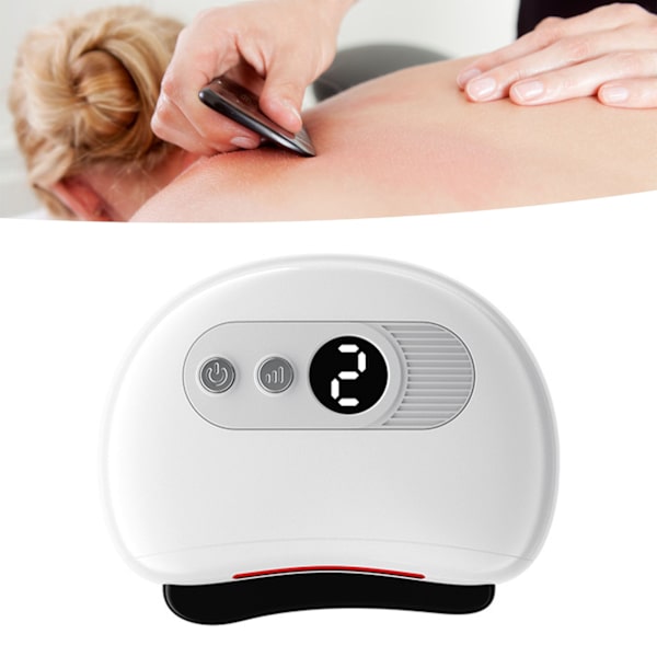 Elektrisk Gua Sha Massasjeapparat Skraping Skulptur 9 Gir Temperatur Oppvarming Justerbar Bærbar Elektronisk Gua Sha Massasjebrett Hvit