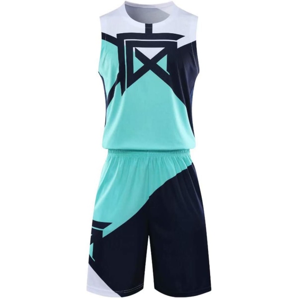 Minimal Su Herre Basketball Jersey Team Skjorte og Shorts Sæt Konkurrence Jersey Sportswear Træningstøj Børn Lysegrøn  S