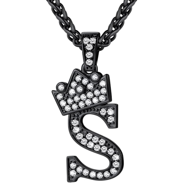 Krona Initial A-Z Halsband, Iced Out Letter Hänge med 22-24 Tums Kedja, Män Kvinnor Bling Hip Hop Alfabet Namn Smycken Present Stor In Red