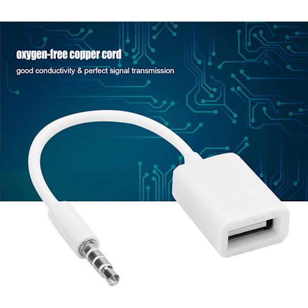 3,5 mm:n urosännöllä varustettu liitäntäkaapeli USB-naarasliitäntään, USB-naarasliitäntä 3,5 mm:n urosliitäntään, 3,5 mm:n apuliitäntäsovitinkaapelin muuntaja