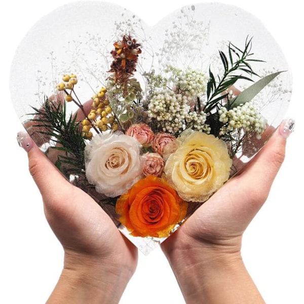 Harpiks Silikonforme Store Hjerte Hexagon Harpiksforme Dyb Epoxy Harpiksform til Blomsterbevaring Harpikskunst Harpiksstøbe DIY