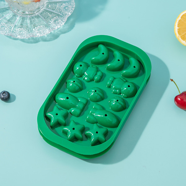 Isformbricka återanvändbar multifunktionell stapelbar dammtät livsmedelskvalitet non-stick söt tecknad isblock maker mögel med lock för hem Qinhai