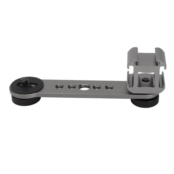 Triple Cold Shoe Extension Bracket Aluminiumlegering Mikrofonstativ Monteringsadapter til Stativ Monopod Stabilisator Mørkegrå