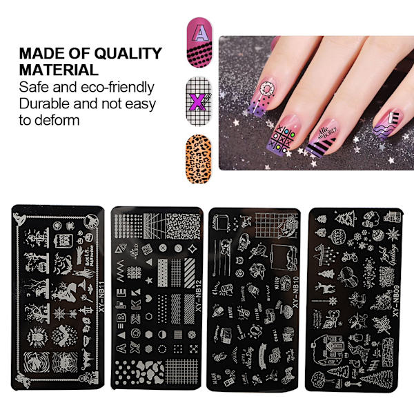 Negleplade til stempling, stencils, mønster, DIY, negletryk, stempling, skabelon, manicure-værktøj 09-12