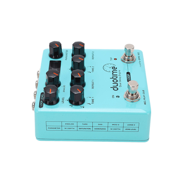 Dual Delay Engine Effekt Elektrisk Gitarr Flera Lägen Fördröjningar Pedal med 40 Sekunders Stereo Loop