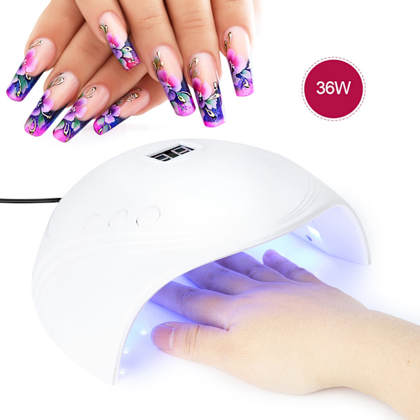 Professionel 36W Neglelampe LED-lampe Tørrer Gel Polish Hærdende Manicure