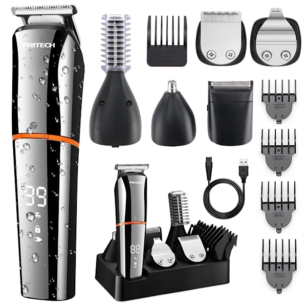 Beard Trimmer,6 in 1 Kit Electric Hair Clipper,Cordless Nose Trimmer Mens Grooming Trimmer for Beard Head Face and Body Waterproof I