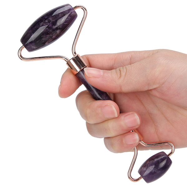 Bärbar ansiktsroller massageapparat ansiktsbehandling skönhetsroller hjärtformad Gua Sha bräduppsättning (Ametistroller hjärtformad Gua Sha bräda)